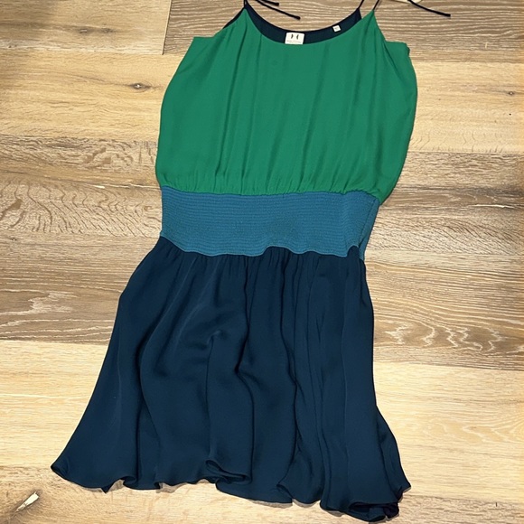 Halston chiffon spaghetti strap green and blue dress - Picture 6 of 8